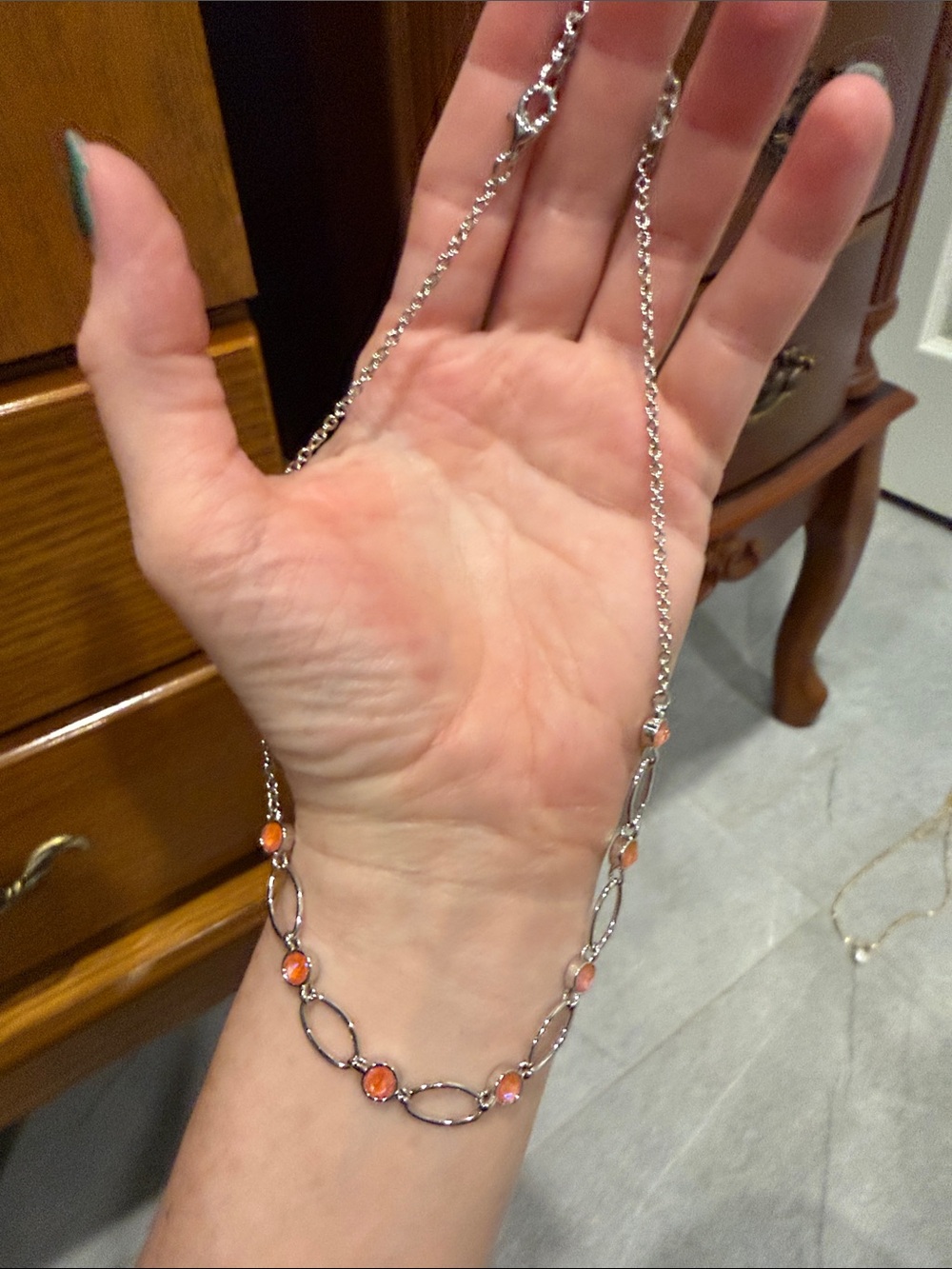Touchstone Crystal Silver Necklace with Orange Accents